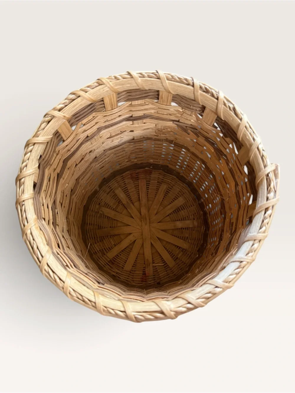 Cylindrical Hand-Woven Basket